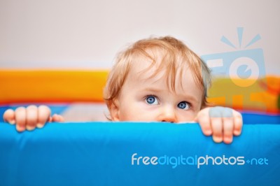 Closeup Of One Year Baby Boy Stock Photo