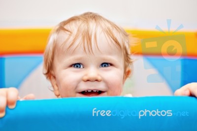 Closeup Of One Year Baby Boy Stock Photo