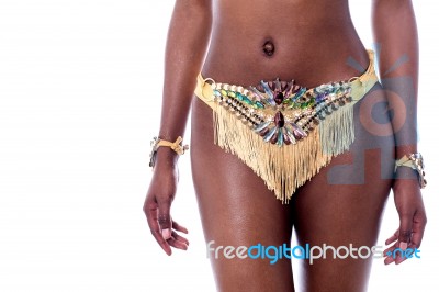 Closeup Of Samba Dancer Mid Section Stock Photo