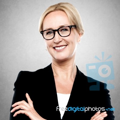 Closeup Portrait Of A Middle Aged Businesswoman Stock Photo