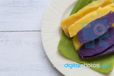 Closeup Purple And Yellow Sweet Potato Stock Photo