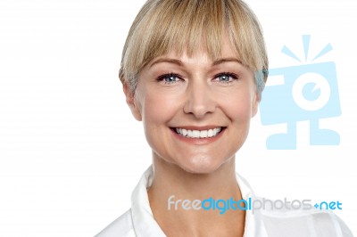 Closeup Shot Of An Attractive Blonde Woman Stock Photo