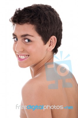 Closeup Side View Of A Teenager Stock Photo