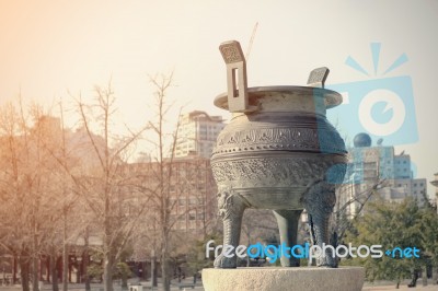 Closeup The Ancient Incense Burner Stock Photo