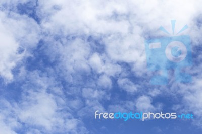 Closeup White Cloud On Blue Sky In The Afternoon Stock Photo