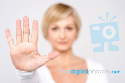 Closeup Woman Hand Showing Five Stock Photo