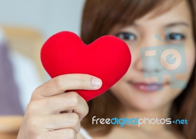 Closeup Women Show With Heart Shape In Hands Stock Photo