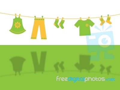 Clothes Line Means Clothespeg Hang And Apparel Stock Image