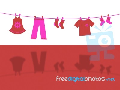 Clothes Line Represents Laundry Laundered And Outfit Stock Image