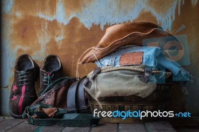 Clothing And Equipment On Table Stock Photo