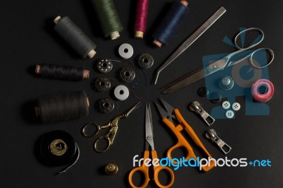 Clothing And Fashion Industry Tools Of Creation Stock Photo