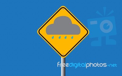 Cloud And Rain In Traffic Sign Stock Image