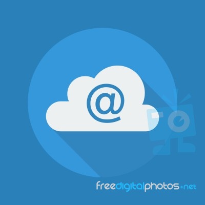 Cloud Computing Flat Icon. At Sign Stock Image