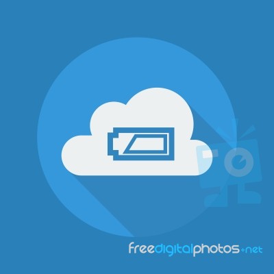 Cloud Computing Flat Icon. Battery Stock Image