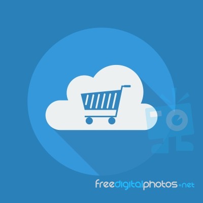 Cloud Computing Flat Icon. Cart Stock Image