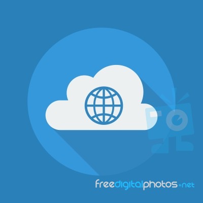 Cloud Computing Flat Icon. Globe Stock Image