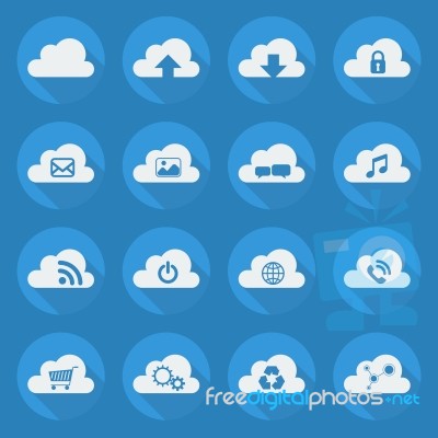 Cloud Computing Flat Icon Set Stock Image