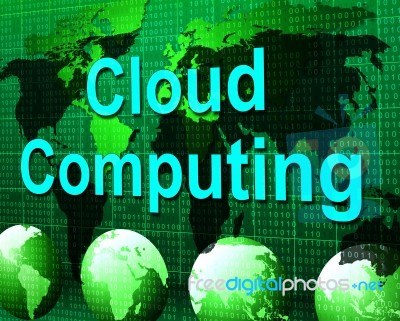 Cloud Computing Shows Computer Network And Communication Stock Image