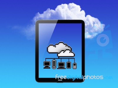 Cloud Computing With Tablet Pc Stock Image