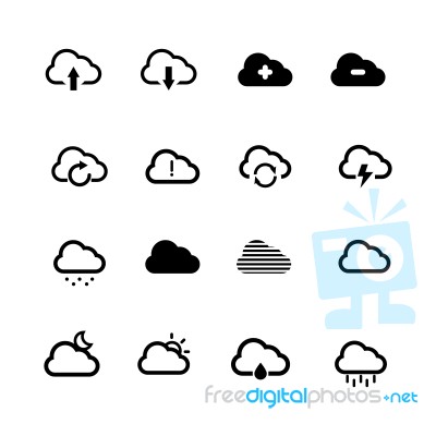 Cloud Icon Set On White Background Stock Image