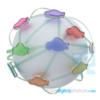 Cloud Networks Revolving On Modern World Stock Image