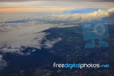 Cloud Of Rainny Season With Agriculture Field In Thailand Stock Photo