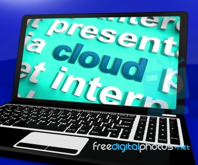 Cloud On Laptop Shows Network Computing Or Networking Services Stock Image