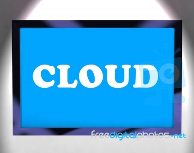 Cloud On Monitor Shows Networking Computing Or Network Stock Image