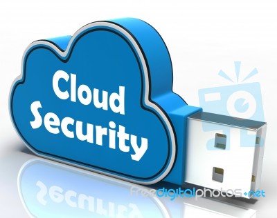 Cloud Security Cloud Pen Drive Means Online Security Or Privacy Stock Image