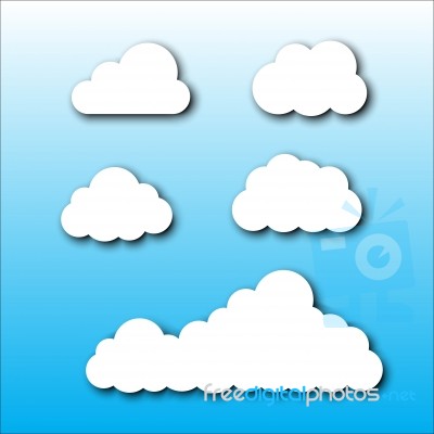 Cloud Set Cartoon Style Stock Image