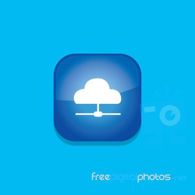 Cloud Share Button Icon Flat   Illustration  Stock Image