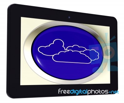 Cloud Tablet Means Rain Rainy Weather Stock Image