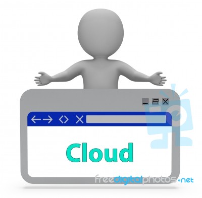 Cloud Webpage Represents Archive Browsing And Internet 3d Render… Stock Image