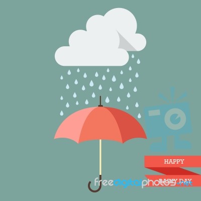 Cloud With Rain Drop On Umbrella Stock Image