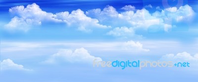 Clouds In A Blue Sky Panorama Stock Image