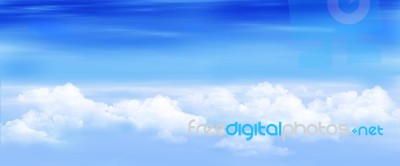 Clouds In A Blue Sky Panorama View Stock Image