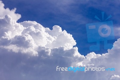 Clouds In Blue Sky Before Rain Stock Photo