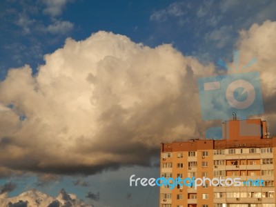 Clouds Of A Storm Over The City Float  Stock Photo