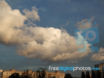 Clouds Of A Storm Over The City Float  Stock Photo