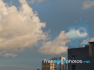 Clouds Of A Storm Over The City Float  Stock Photo