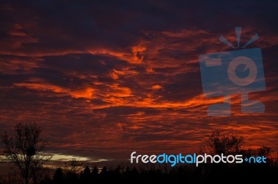 Cloudy Sky At Sunset Stock Photo