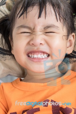 Clouse Up Lovely Face Of Good Health Children White Teeth When O… Stock Photo