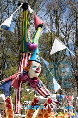 Clown Mannequin At A Funfair In Cardiff Stock Photo