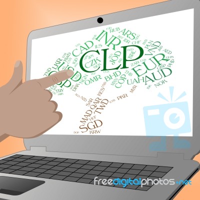 Clp Currency Shows Chilean Peso And Coin Stock Image