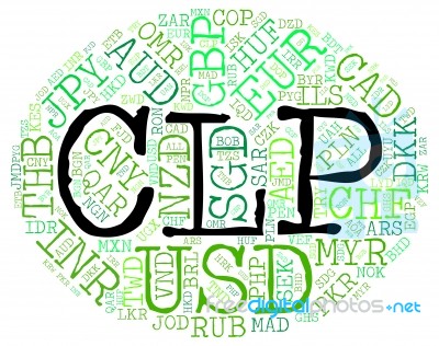 Clp Currency Shows Chilean Pesos And Broker Stock Image