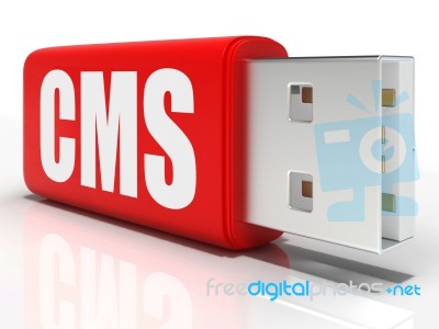 Cms Pen Drive Means Content Management System Stock Image