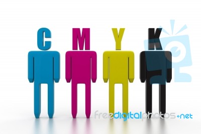 CMYK Colored Icon People Stock Image