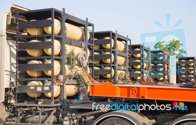 Cng/ngv Gas Containers Fuel For Heavy Truck On Heavy Truck Stock Photo