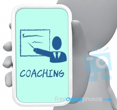 Coaching Online Represents Give Lessons And Cellphone 3d Renderi… Stock Image