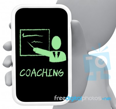 Coaching Online Represents Mobile Phone And Cellphone 3d Renderi… Stock Image